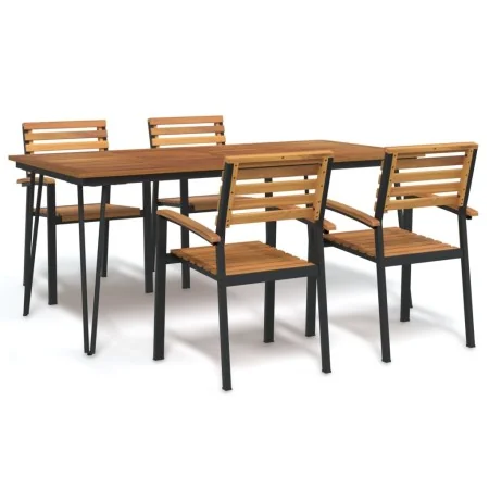 Juego de comedor de jardín 5 pzas madera maciza acacia y metal de , Conjuntos de jardín - Ref: Foro24-3155418, Precio: 512,04...