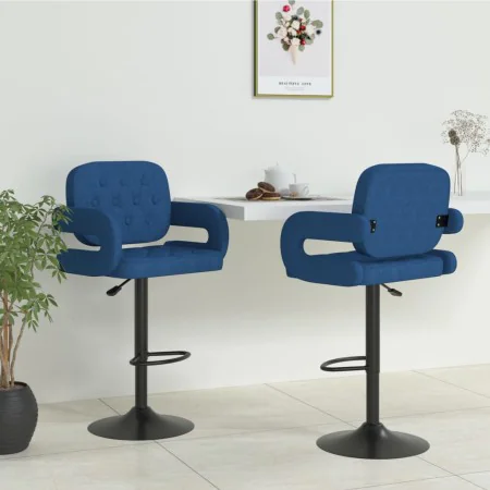 Taburetes de cocina 2 unidades tela azul de , Taburetes de cocina - Ref: Foro24-335621, Precio: 166,18 €, Descuento: %