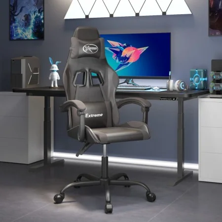 Silla gaming giratoria cuero sintético negro y gris de , Sillones para videojuegos - Ref: Foro24-349571, Precio: 103,64 €, De...
