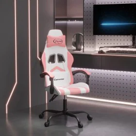 Silla gaming giratoria cuero sintético blanco y rosa de , Sillones para videojuegos - Ref: Foro24-349600, Precio: 105,28 €, D...