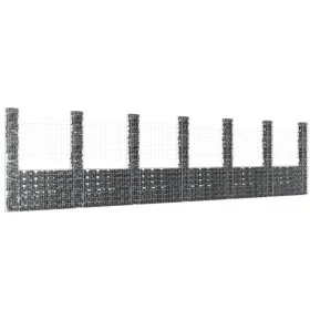 Cesta de gaviones forma de U 2 postes de hierro 740x20x200 cm by , fence panels - Ref: Foro24-151294, Price: 354,30 €, Discou...