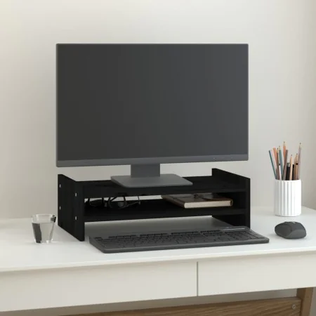 Soporte para monitor madera maciza de pino negro 50x27x15 cm de , Bases y elevadores para ordenadores - Ref: Foro24-814023, P...