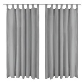 Cortinas de micro-raso con bucles 2 unidades 140x245 cm gris by , Curtains and curtains - Ref: Foro24-132215, Price: 32,04 €,...