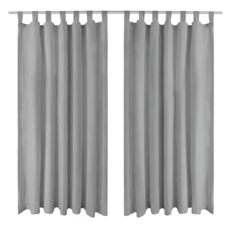 Cortinas de micro-raso con bucles 2 unidades 140x245 cm gris de , Cortinas y visillos - Ref: Foro24-132215, Precio: 32,04 €, ...