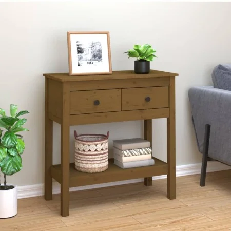 Mesa consola de madera maciza de pino marrón miel 75x35x75 cm de , Mesas auxiliares - Ref: Foro24-814622, Precio: 137,29 €, D...