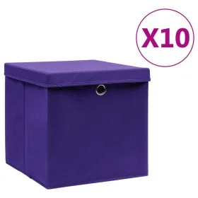 Cajas de almacenaje con tapas 10 uds morado 28x28x28 cm de , Cestas para almacenaje - Ref: Foro24-325214, Precio: 60,10 €, De...