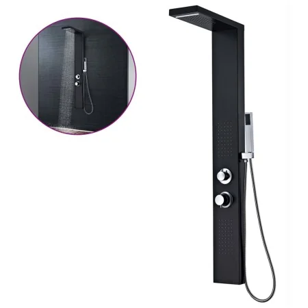 Sistema de panel de ducha aluminio negro mate de , Boquillas de chorro para bañeras y duchas - Ref: Foro24-142373, Precio: 17...