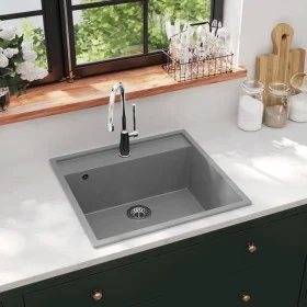 Fregadero de cocina con rebosadero granito gris by , Sinks - Ref: Foro24-147062, Price: 176,03 €, Discount: %