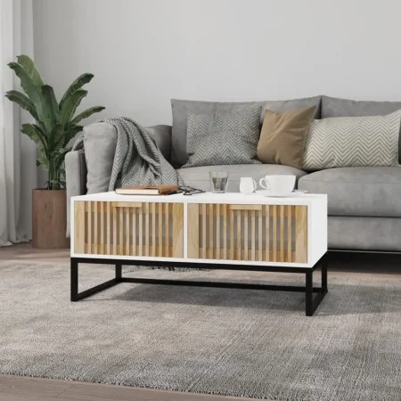 Mesa de centro hierro y madera contrachapada blanco 80x40x35 cm de , Mesas de centro - Ref: Foro24-352100, Precio: 114,48 €, ...