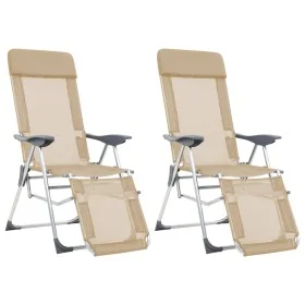 Sillas de camping plegables reposapiés 2 uds textilene crema de , Sillas de jardín - Ref: Foro24-360147, Precio: 170,51 €, De...