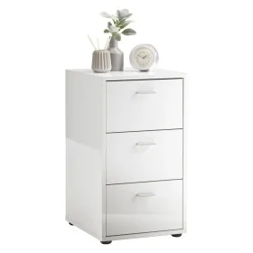 FMD Mesita de noche con 3 cajones blanco brillante de , Mesitas de noche - Ref: Foro24-429455, Precio: 179,99 €, Descuento: %