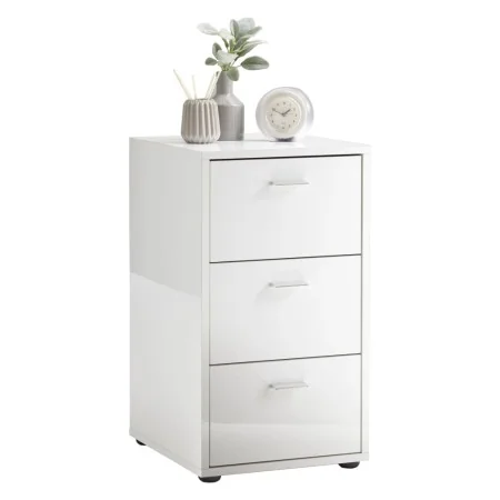 FMD Mesita de noche con 3 cajones blanco brillante de , Mesitas de noche - Ref: Foro24-429455, Precio: 179,99 €, Descuento: %