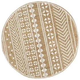 Alfombra de yute tejida a mano con estampado blanco 120 cm de , Alfombras - Ref: Foro24-133693, Precio: 43,43 €, Descuento: %