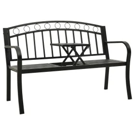 Banco de jardín con mesa acero negro 120 cm de , Bancos de jardín - Ref: Foro24-319584, Precio: 126,34 €, Descuento: %