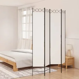 Biombo divisor de 4 paneles de tela blanco 160x220 cm by , Room dividers - Ref: Foro24-350166, Price: 45,29 €, Discount: %