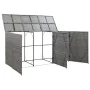 Cobertizo triple cubo basura ratán PE antracita 229x78x120 cm de , Soportes para contenedores de residuos - Ref: Foro24-46735...