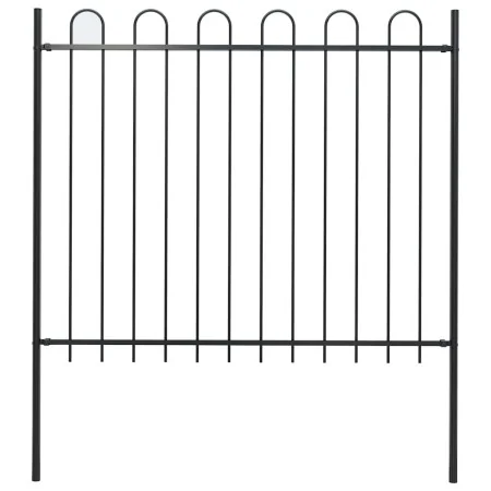Valla de jardín con puntas de aro acero negro 1,8 m de , Paneles de vallas - Ref: Foro24-144932, Precio: 62,19 €, Descuento: %