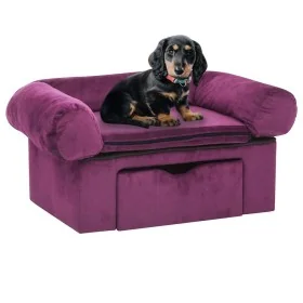 Sofá para perros con cajón felpa borgoña 75x50x38 cm de , Camas para perros - Ref: Foro24-171081, Precio: 110,01 €, Descuento: %
