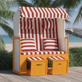 Silla Strandkorb con cojines ratán sintético madera rojo blanco von , Liegen - Ref: Foro24-318665, Preis: 315,41 €, Rabatt: %