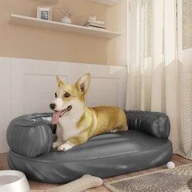 Cama para perros de espuma cuero sintético gris 88x65 cm de , Camas para perros - Ref: Foro24-171318, Precio: 82,97 €, Descue...