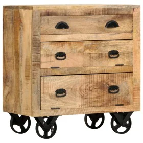 Aparador con ruedas de madera maciza de mango 70x40x75 cm by , Drawers - Ref: Foro24-285829, Price: 214,98 €, Discount: %