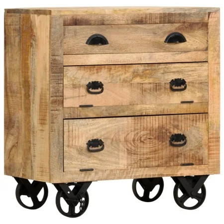 Aparador con ruedas de madera maciza de mango 70x40x75 cm de , Cajoneras - Ref: Foro24-285829, Precio: 214,98 €, Descuento: %