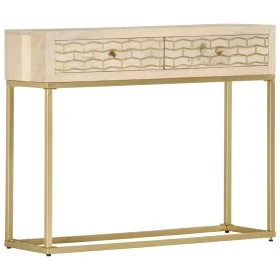 Mesa consola de madera maciza de mango dorado 90x30x75 cm de , Aparadores - Ref: Foro24-286505, Precio: 180,58 €, Descuento: %