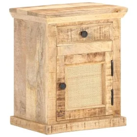 Mesita de noche madera maciza mango y caña natural 40x30x50 cm by , Nightstands - Ref: Foro24-289088, Price: 91,80 €, Discoun...