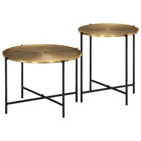 Mesas de centro 2 uds latón y metal negro de , Mesas de centro - Ref: Foro24-352051, Precio: 131,16 €, Descuento: %