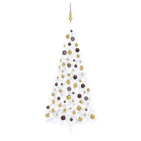 Medio árbol de Navidad con luces y bolas blanco 240 cm de , Arboles de navidad - Ref: Foro24-3077486, Precio: 85,70 €, Descue...
