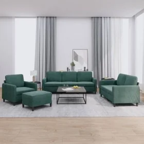 Juego de sofás 4 piezas terciopelo verde oscuro von , Sofas - Ref: Foro24-3201946, Preis: 775,56 €, Rabatt: %