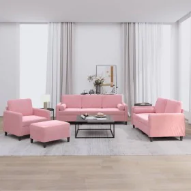 Juego de sofás con cojines 4 piezas terciopelo rosa de , Sofás - Ref: Foro24-3201967, Precio: 786,66 €, Descuento: %