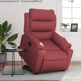 Sillón reclinable elevable cuero artificial rojo tinto de , Sillones - Ref: Foro24-3205046, Precio: 306,65 €, Descuento: %
