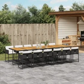 Set comedor de jardín con cojines 13 pzas ratán sintético negro de , Conjuntos de jardín - Ref: Foro24-3211311, Precio: 995,2...