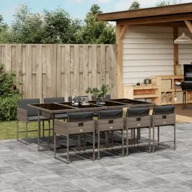 Set comedor jardín 9 pzas y cojines ratán sintético gris de , Conjuntos de jardín - Ref: Foro24-3211280, Precio: 567,53 €, De...