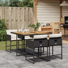 Set de muebles jardín 5 pzas con cojines ratán sintético negro de , Conjuntos de jardín - Ref: Foro24-3211263, Precio: 322,79...