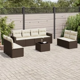 Set de sofás de jardín 9 pzas y cojines ratán sintético marrón de , Sofás modulares de exterior - Ref: Foro24-3251200, Precio...