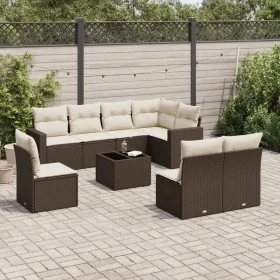 Set de sofás de jardín 9 pzas y cojines ratán sintético marrón by , Modular outdoor sofas - Ref: Foro24-3251420, Price: 560,9...