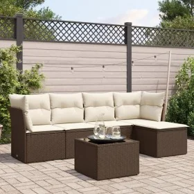 Set sofás de jardín 6 piezas y cojines ratán sintético marrón de , Conjuntos de jardín - Ref: Foro24-3217573, Precio: 368,05 ...