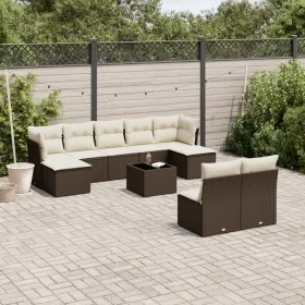 Set de sofás de jardín 10 pzas y cojines ratán sintético marrón de , Conjuntos de jardín - Ref: Foro24-3218283, Precio: 579,8...