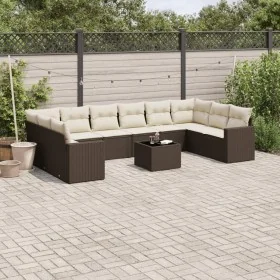Set de sofás de jardín 11 pzas cojines ratán sintético marrón by , Modular outdoor sofas - Ref: Foro24-3251820, Price: 671,24...