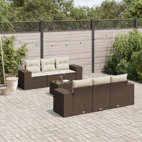 Juego de sofás de jardín 7 piezas con cojines ratán PE marrón de , Sofás modulares de exterior - Ref: Foro24-3222312, Precio:...