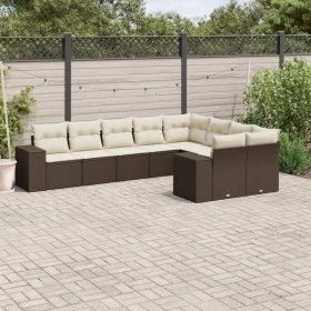 Set de sofás de jardín 9 pzas y cojines ratán sintético marrón de , Conjuntos de jardín - Ref: Foro24-3255380, Precio: 618,88...
