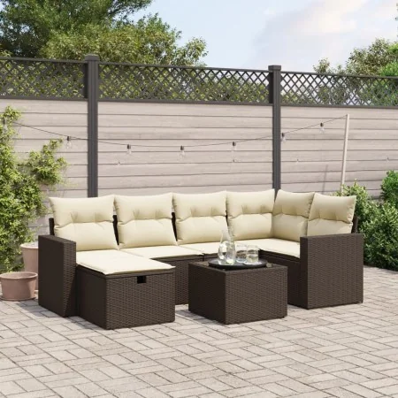 Juego de sofás de jardín 7 piezas con cojines ratán PE marrón von , Gartensets - Ref: Foro24-3263499, Preis: 454,29 €, Rabatt: %