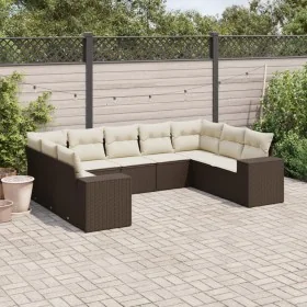 Set de sofás de jardín 9 pzas y cojines ratán sintético marrón de , Conjuntos de jardín - Ref: Foro24-3255340, Precio: 618,88...
