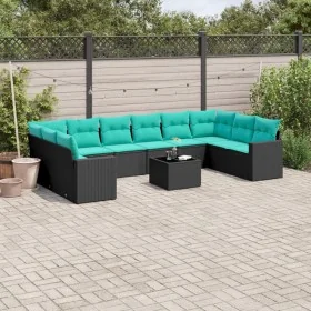Set de sofás de jardín 11 pzas y cojines ratán sintético negro de , Conjuntos de jardín - Ref: Foro24-3219467, Precio: 827,25...