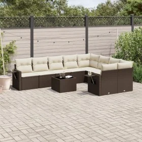 Set de sofás de jardín 10 pzas y cojines ratán sintético marrón de , Conjuntos de jardín - Ref: Foro24-3220652, Precio: 652,0...