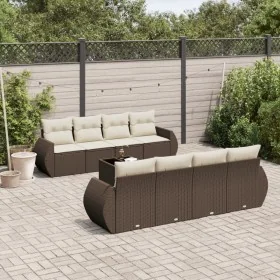 Set de sofás de jardín 9 pzas y cojines ratán sintético marrón de , Conjuntos de jardín - Ref: Foro24-3221152, Precio: 631,23...