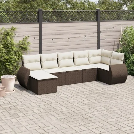 Juego de sofás de jardín 7 piezas con cojines ratán PE marrón by , Modular outdoor sofas - Ref: Foro24-3221682, Price: 472,21...