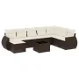 Set de sofás de jardín 9 pzas y cojines ratán sintético marrón by , Modular outdoor sofas - Ref: Foro24-3221772, Price: 588,5...